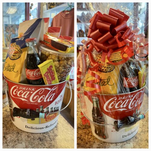 Collage Image Of Coke Gift Tin Basket